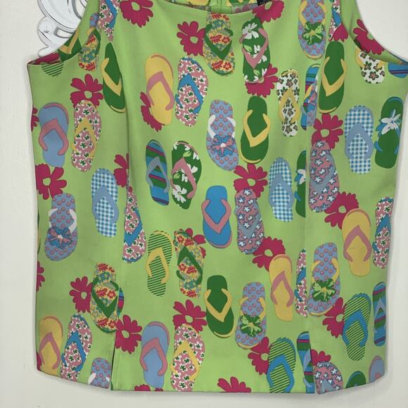 COURTENAY Stretch Women's 14 Tank Top & Skirt 2-Piece Set Flip Flop Print GREEN - Picture 5 of 16